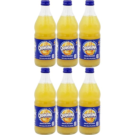 Orangina Sparkling Citrus Beverage with Pulp, 16 Fl Oz Glass Bottle (Pack of 6