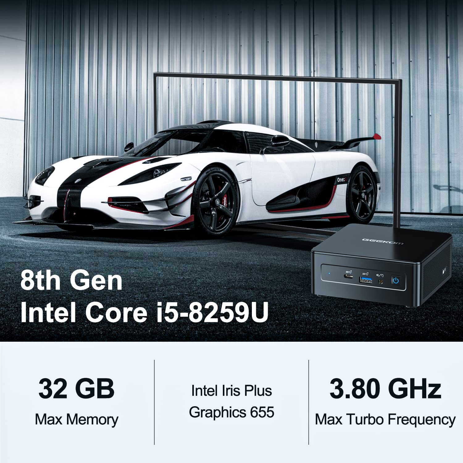 GEEKOM Mini PC, Mini IT8 Intel i5-8259U Mini Desktop Computer 16GB RAM 512GB PCIe SSD, Windows 11 Pro Mini Computer/Dual-Channel DDR4/HDMI2.0 4K UHD/Dual WiFi/BT/Gigabit Ethernet/VESA for Home/Office