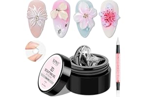 SUPWEE 3D Gel for Nail Art, Clear Sculpting Solid Hard Gel for Nails Non-Sticky for Carving Building Extension with Nail Art Pen Home DIY Manicure