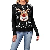 SunnyMelody Women’s Ugly Christmas Sweater,Cute Ribbed Knit Crewneck Pullover,2025 Fall Winter Tops