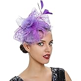 RULTA Fascinators Hats Tea party headpiece feather hat flower with hair clip and headband Suitable for Women.