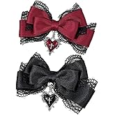 Ulxkmt 2pcs Gothic Lace Bow Halloween Cosplay Hairpins Hair Accessories Bowknot Hairclip for Women Girls