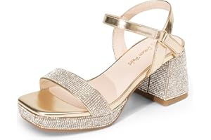DREAM PAIRS Girls Sandals Open Toe Low Block Chunky Heels Sandals Party Dress Pumps Shoes for Little Big Kid