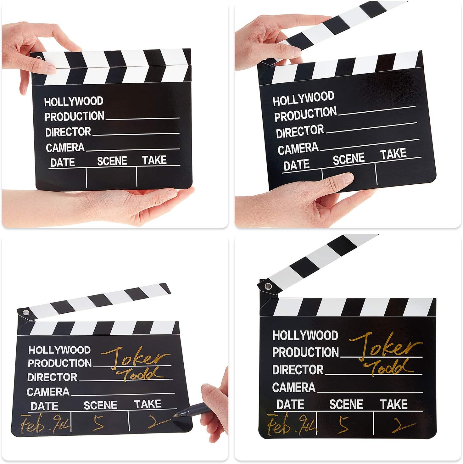 10 Pièces Clap de Cinéma Clapper Board Inscriptible Clap Board Films