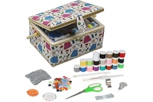 D&D Large Sewing Box with Kit Accessories Sewing Basket Organizer with Supplies DIY Sewing Kits for Adults, Multicolour