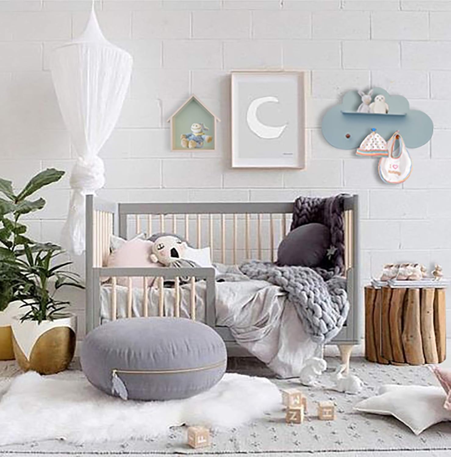 shelf with hooks nursery
