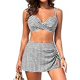 Yonique Women's Underwire Bikini with Swim Skirt - 2026 Tummy Control Two Piece Bathing Suit High Waisted Push Up Swimwear