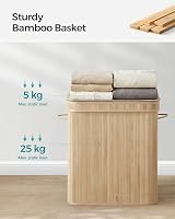 SONGMICS Laundry Hamper with Lid 100 L Bamboo Basket Removable Liner view 6