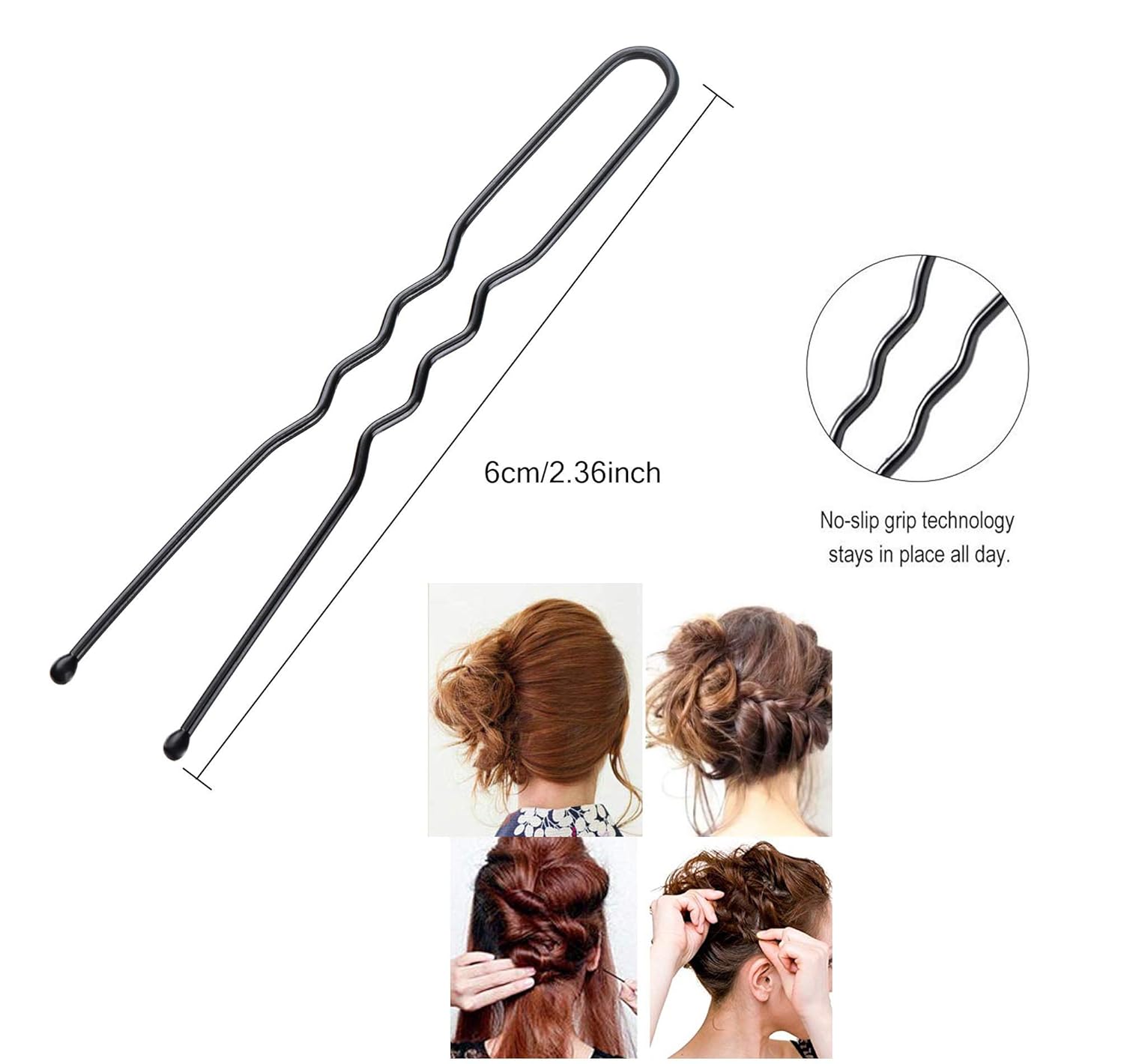 GIYOMI 100pcs Black Metal U-Shape Bobby Pins Curved Bun Hair Clip, Special Hair Pin Of The Studio for Girls Women and Hairdressing Salon : Beauty