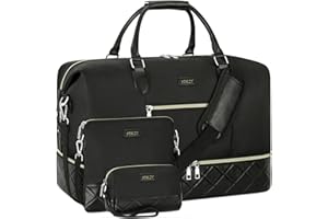 ITIEZY Weekender Bag for Women, Travel Duffel Bag Carry On Overnight Bag with Shoe Compartment Large Nylon Travel Weekend Tote Bag