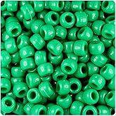 BeadTin Green Opaque 9mm Barrel Plastic Pony Beads (500pcs)