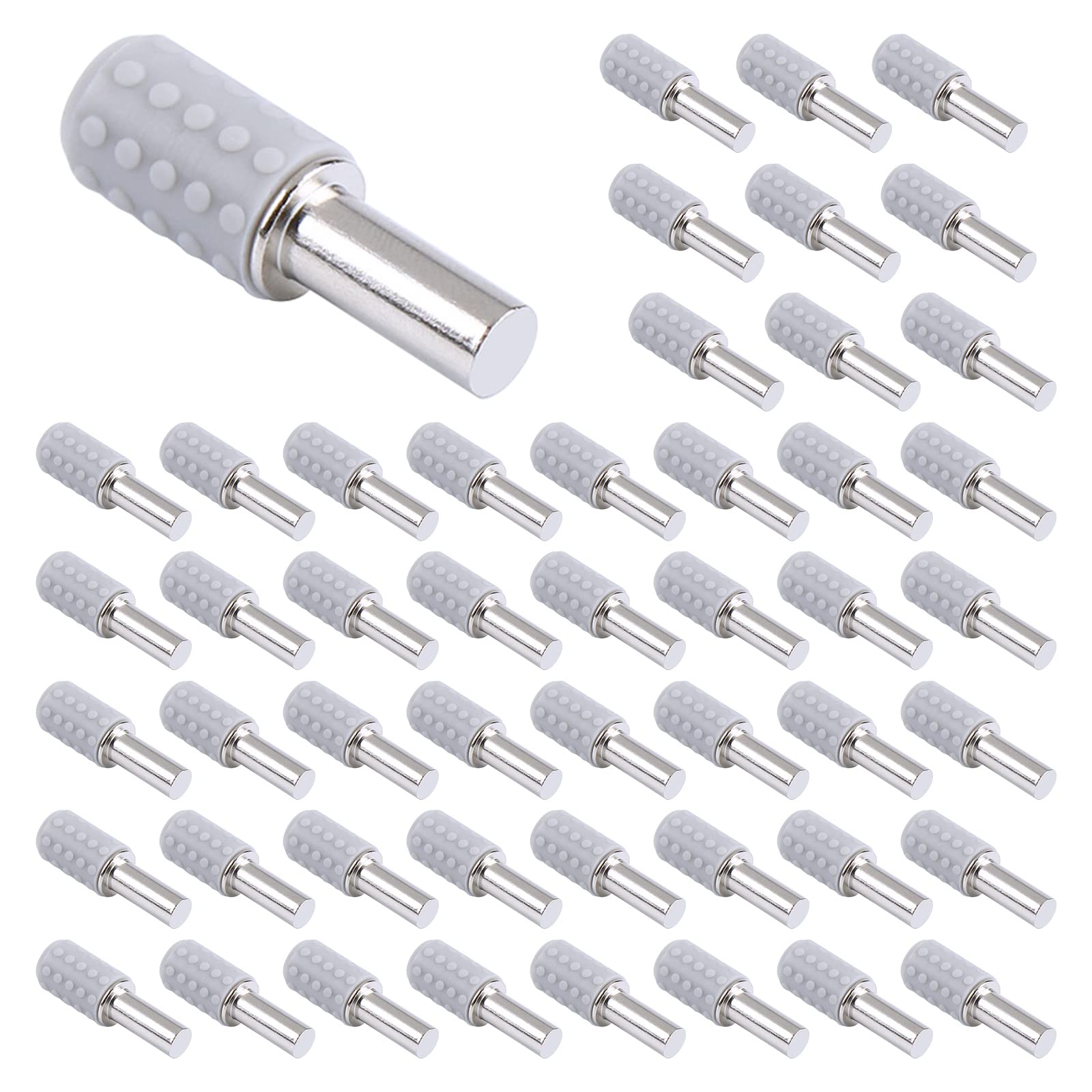 TONAUP 50PCS Shelf Support Pegs, 5mm Metal Shelf Holder Support Pins with Anti Slip Rubber Caps for Clapboard Nail Wardrobe Shelf Rack Shelf Grain Wood Movable Glass Wine Cabinet Bracket