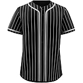 KXK Pinstripe Baseball Jersey for Men Women,Blank Button Down Baseball Shirt Team Sports Uniform