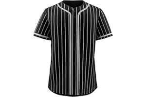 KXK Pinstripe Baseball Jersey for Men Women,Blank Button Down Baseball Shirt Team Sports Uniform