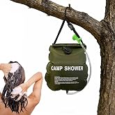 ZQZXD 20L Solar Camping Shower Bag, Portable Outdoor Shower Bag with Adjustable On-Off Shower Head for Camping, Hiking, Beach and Travel