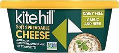 Kite Hill Garlic and Herb Almond Milk Soft Spreadable Cheese Alternative, 8 Ounces, Dairy Free, Gluten Free, Non-GMO, Vegan