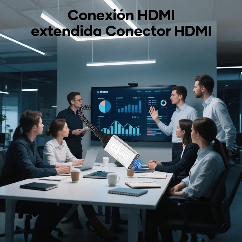 Cabo de extensão HDMI, 1m 4K@60Hz 2K@144Hz HDMI 2.0, cabo de nylon trançado macho para fêmea, alta velocidade, 18 Gbps, UHD ARC HDR, HDCP 2.2, compatível com TV Stick, HDTV, PS5, PS4 — foto 6 de 7
