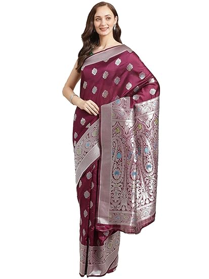 Shaily Womens Silk Blend Woven Zari Saree[Purple]