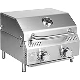 Bestfire Tabletop Gas Grill 2 Burners, 20,000 BTUs Stainless Steel Portable Propane Grill with Legs for Outdoor Patio Backyar