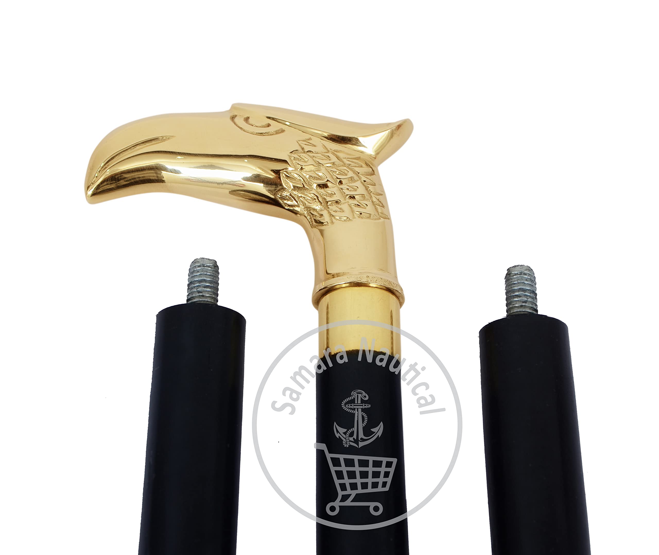 Safa Nautical store agle Walking Stick - Rare Eagle Head Wooden Cane Walking Stick for Men and Women - Canes and 3 Fold Walking Sticks with Metal Brass Handle