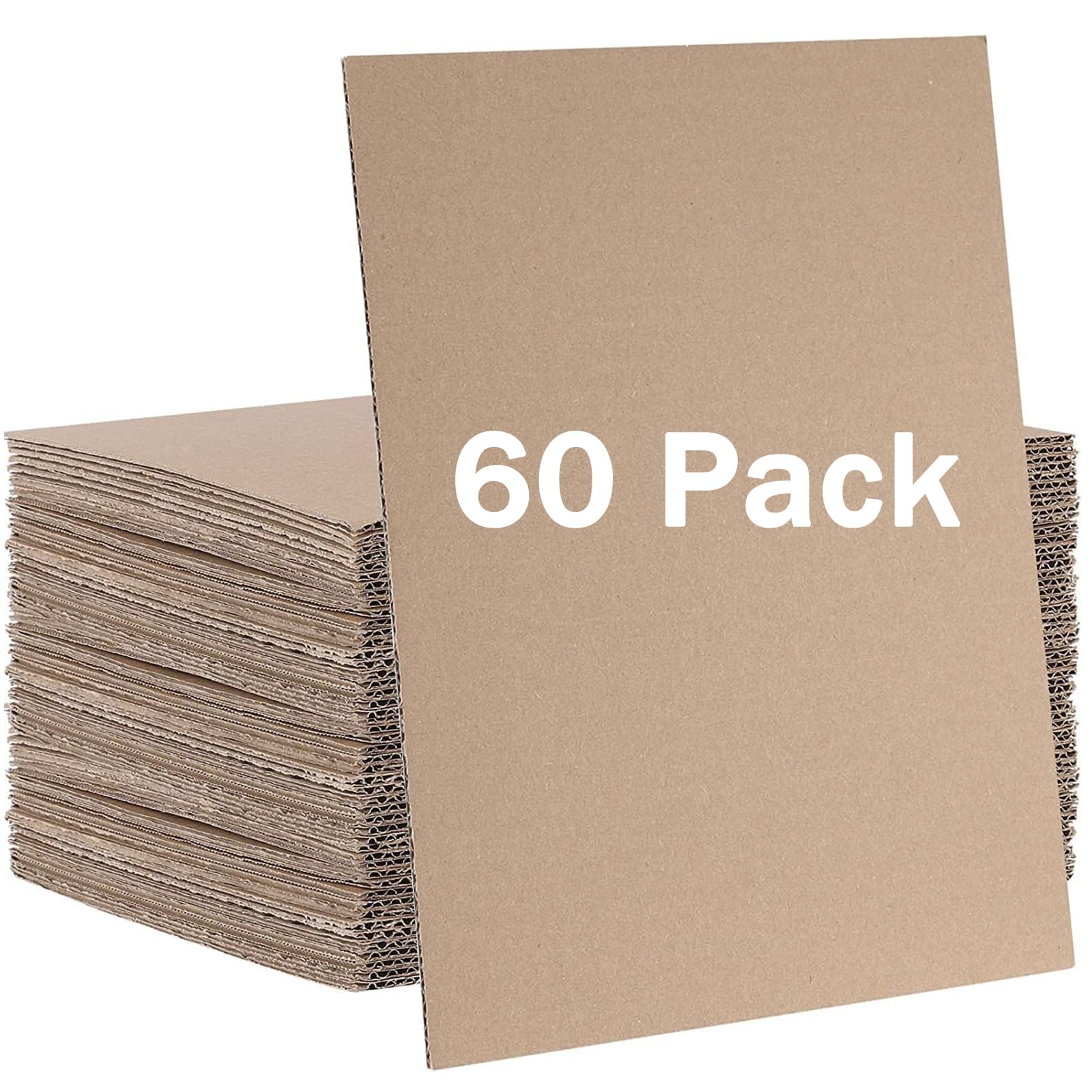 HAKZEON 60 Pack A4 Corrugated Cardboard Sheets, 3mm Thick Cardboard Sheets, Flat Cardboards Inserts for Mailing, DIY Crafts, Arts, Packaging, Brown