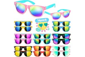 Kodvinp Kids Sunglasses Bulk - 16 Pack Neon Sunglasses with UV400 Protection for Boys and Girls, Party Favors for Kids 3-8