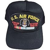 U.S. AIR Force Korean WAR Veteran Hat with Ribbons and Air Force Crest Cap - Black - Veteran Owned Business