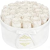 17 Forever Flowers in a Luxury Suede Box, Preserved Roses Birthday Gifts for Women, Romantic Anniversary Valentines Day Gifts for Her Girlfriend Wife, White