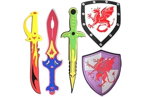 MQDMINI Foam Swords-Kids Weapons-Pretend Playset for Boys-Party Favors, Medieval Combat Weapons, Dragon Knights Set, Costume Role Play Accessories for Kids