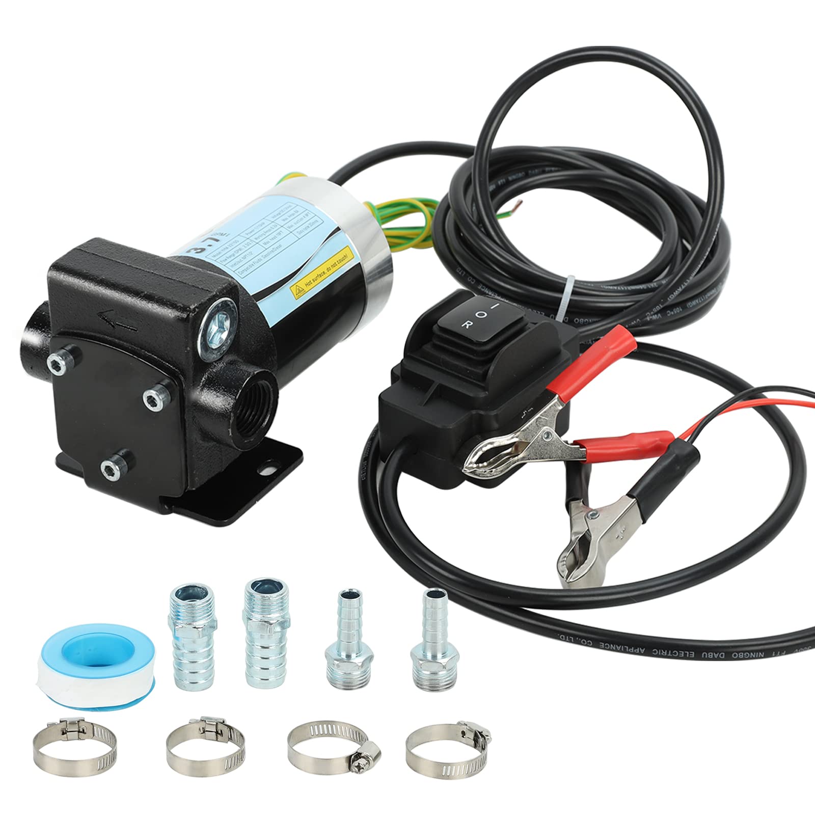 Photo 1 of LAPPPLSP 12V DC Gasoline Oil Fuel Transfer Pump with Connection Cables, Upgraded Reversible Pumping, Thermal Protection, Switch Control, for Gasoline Diesel Kerosene & More
