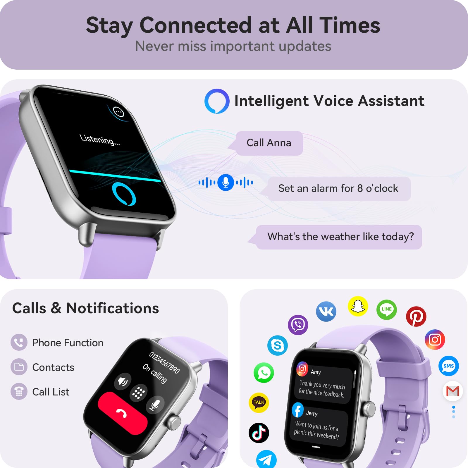 Gydom Smart Watches for Women for Android & iPhone, Alexa Built-in, 1.8