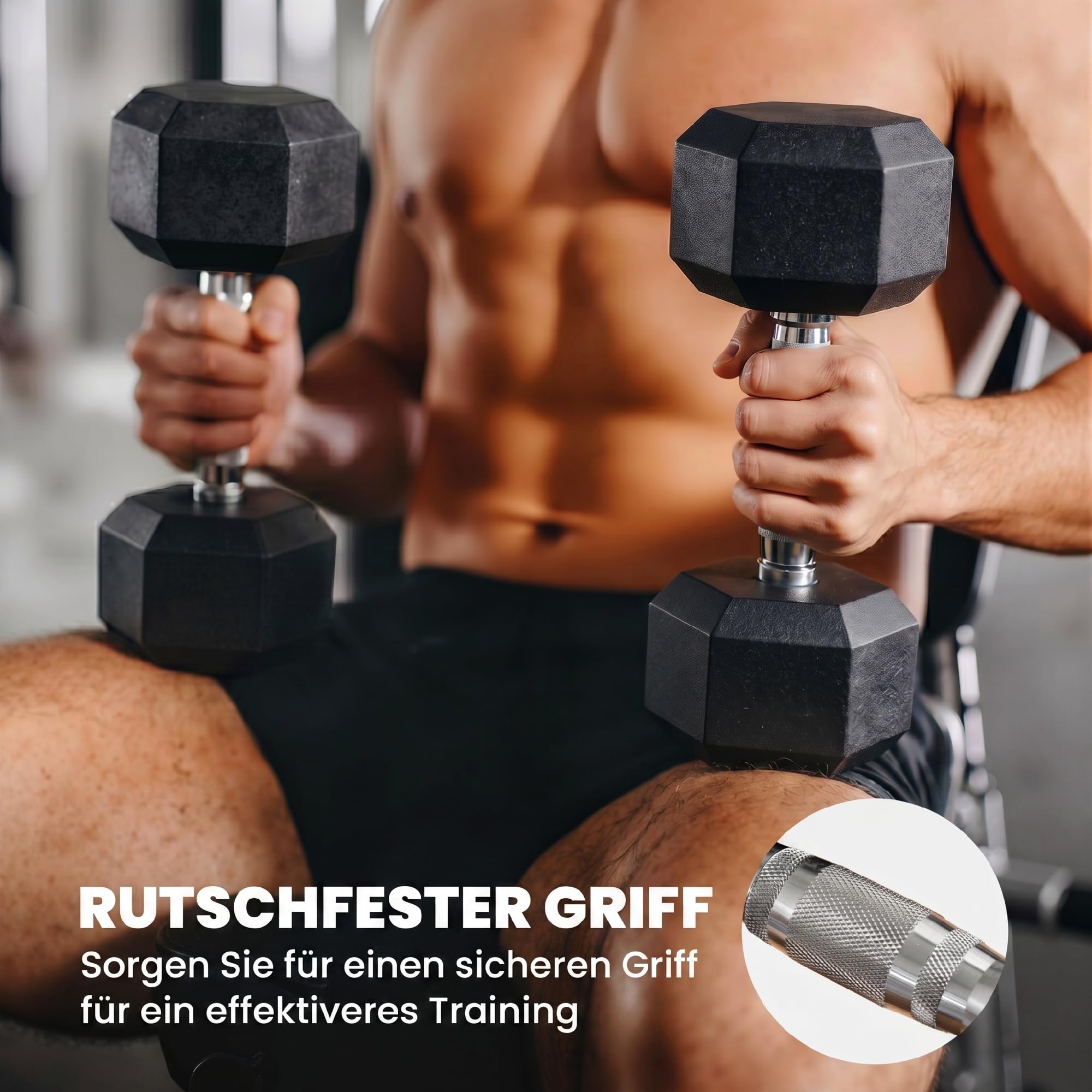 HOMCOM Hexagon Hanteln 2er Set mit Gerändeltem Griff Kurzhanteln 2 x 8 kg 4