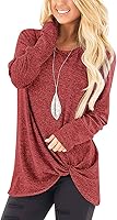 SAMPEEL Women's Casual Solid T Shirts Twist Knot Tunics Tops Blouses