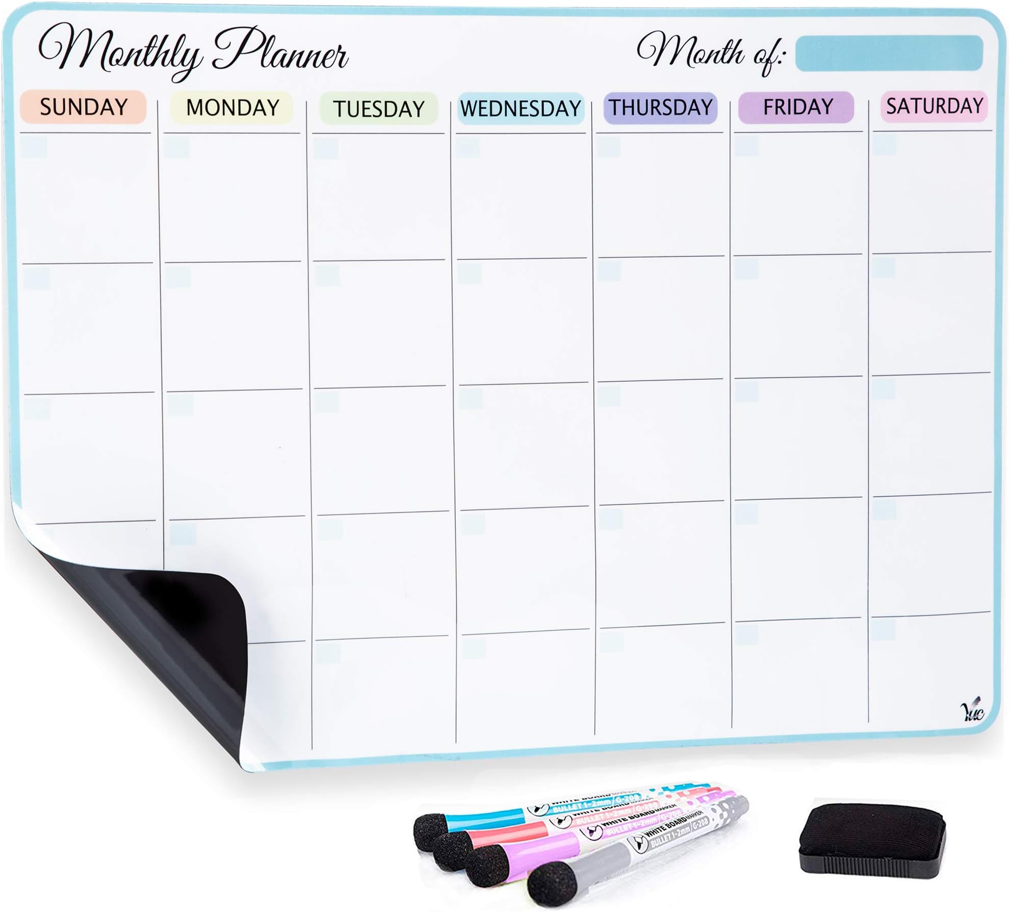 Magnetic Dry Erase Monthly Calendar for Fridge with New Premium Stain Resistant Technology 17x12 inch