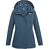 Pioneer Camp Women's Ski Jacket 10000mm Waterproof Warm Insulated Coat Fleece Lined Winter Jacket with Hood & Zip Pockets
