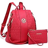 MKP COLLECTION Women Fashion Backpack Purse Multi Pockets Anti-Theft Rucksack Travel Shoulder Bag Handbag Set 2pcs