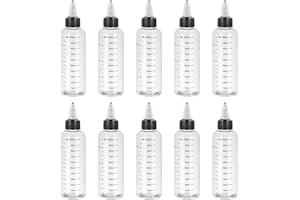 PATIKIL 3.4oz(100ml) Plastic Dispensing Bottle, 10Pcs Squeeze Graduated Empty Bottles with Black Twist Cap for Liquids, Inks,