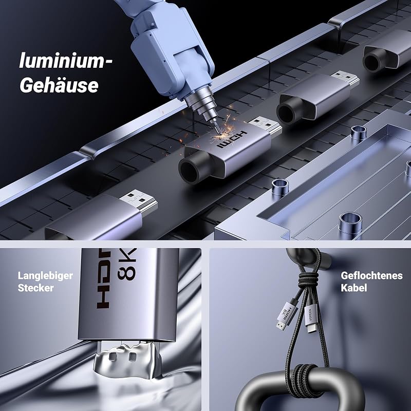 HDMI 2.1 Kabel, 8K@60Hz, 4K@240Hz, HDMI zertifiziert, 48Gbps, 2M
