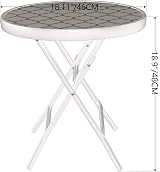 PHI VILLA Folding Side Table - Blue Small Round Patio Coffee Table view 3