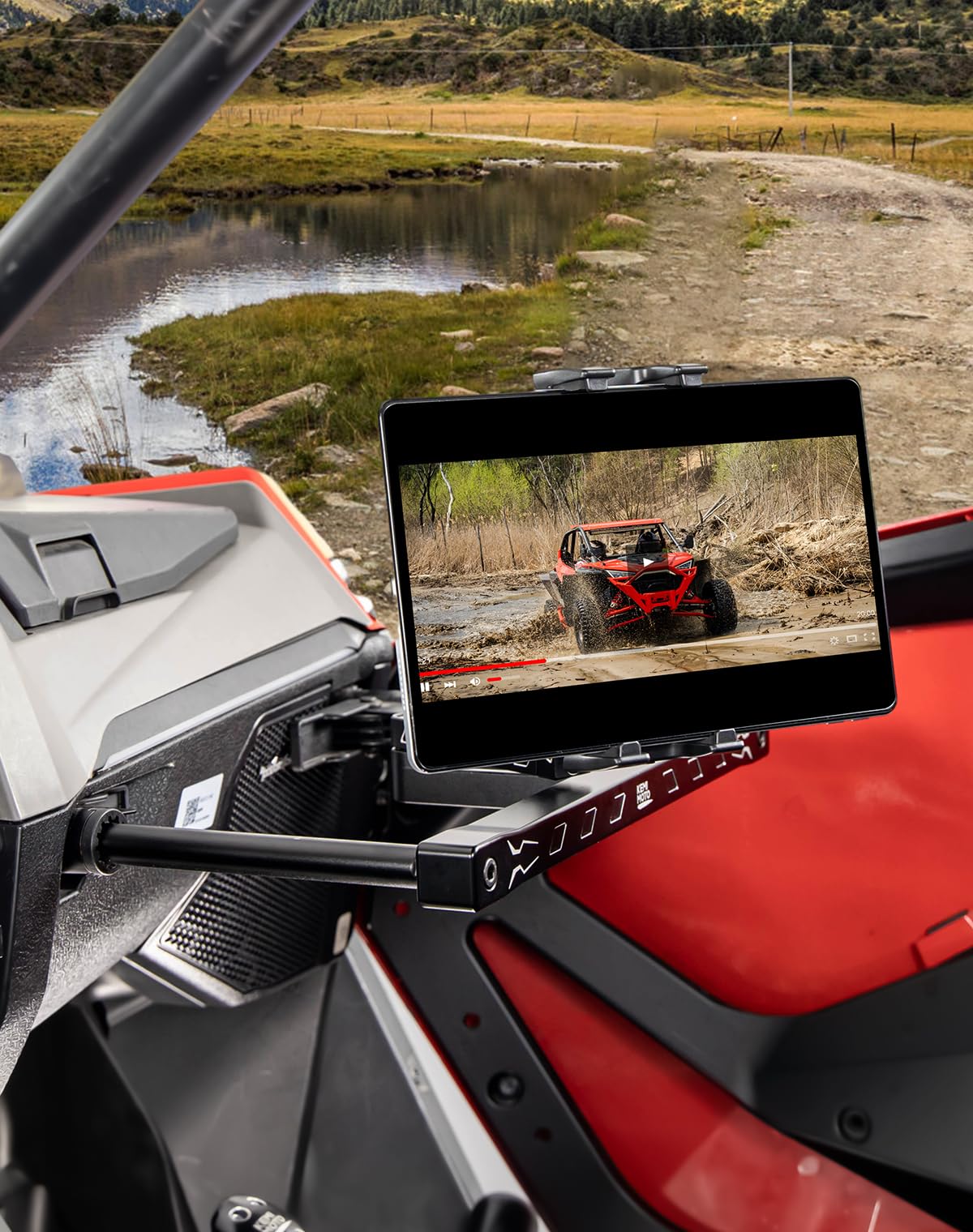 KEMIMOTO Electronic Device Mounts with Grab Bar, 6061 Billet Aluminum Electronic Device Holder Phone Tablet GPS Mount Compatible with Polaris RZR PRO XP/XP4 2022-2023 RZR PRO R/Turbo R