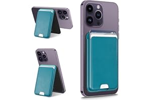 EDC-BFYOU EDC Leather Wallet for Apple MagSafe, MagSafe Wallet Stand Compatible with iPhone 15 Series, iPhone 14/13/12 Series, Detachable RFID Card Holder for 3 Credit Cards, Blue-Stand