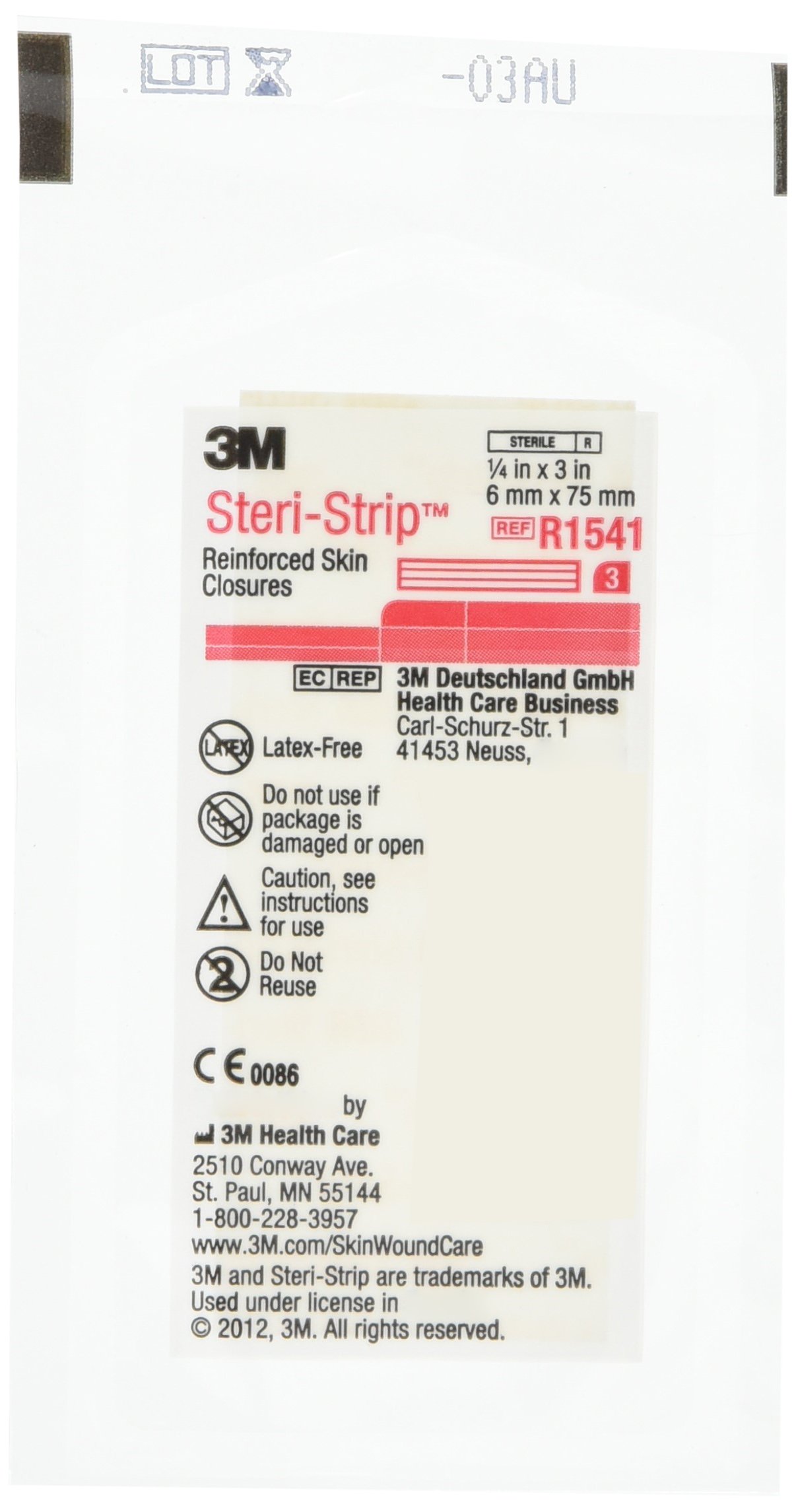 3M HEALTH CARE MMR1541 WOUND CLOSURE STERI-STRIP 6X75MM (3 PK) (Pack of 50)