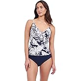 Profile by Gottex Women’s Malaya Tropical Print Swim Tankini Top with Built in E Cup with Underwire Foam Support