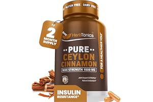 Herbtonics Pure Ceylon Cinnamon Capsules | Immune System, Healthy Weight Management | Non-GMO, Gluten Free | 1500 Mg - 120 Capsules