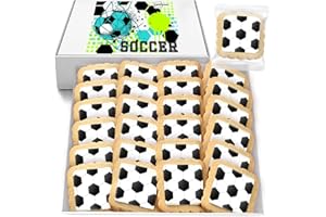 OMCOOKIE Soccer Cookies Individually Wrapped Decorated Party Favors Sugar Cookie 24 Pack Bulk Sports for Kids Game League