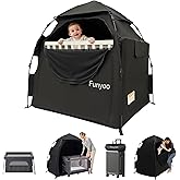 Funyoo Pop Up Blackout Tent for Babbies and Toddlers, One Click Setup Baby Travel Crib Tent, Blackout Cover for Pack N Play and Baby Crib