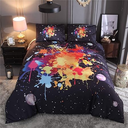 Fansu 3D Bettwäsche, Bedding Bedrucktes Bettbezug-Set 3 Teilig Hohe Qualität Microfaser Bequem Weich und Haltbar Atmungsaktiv