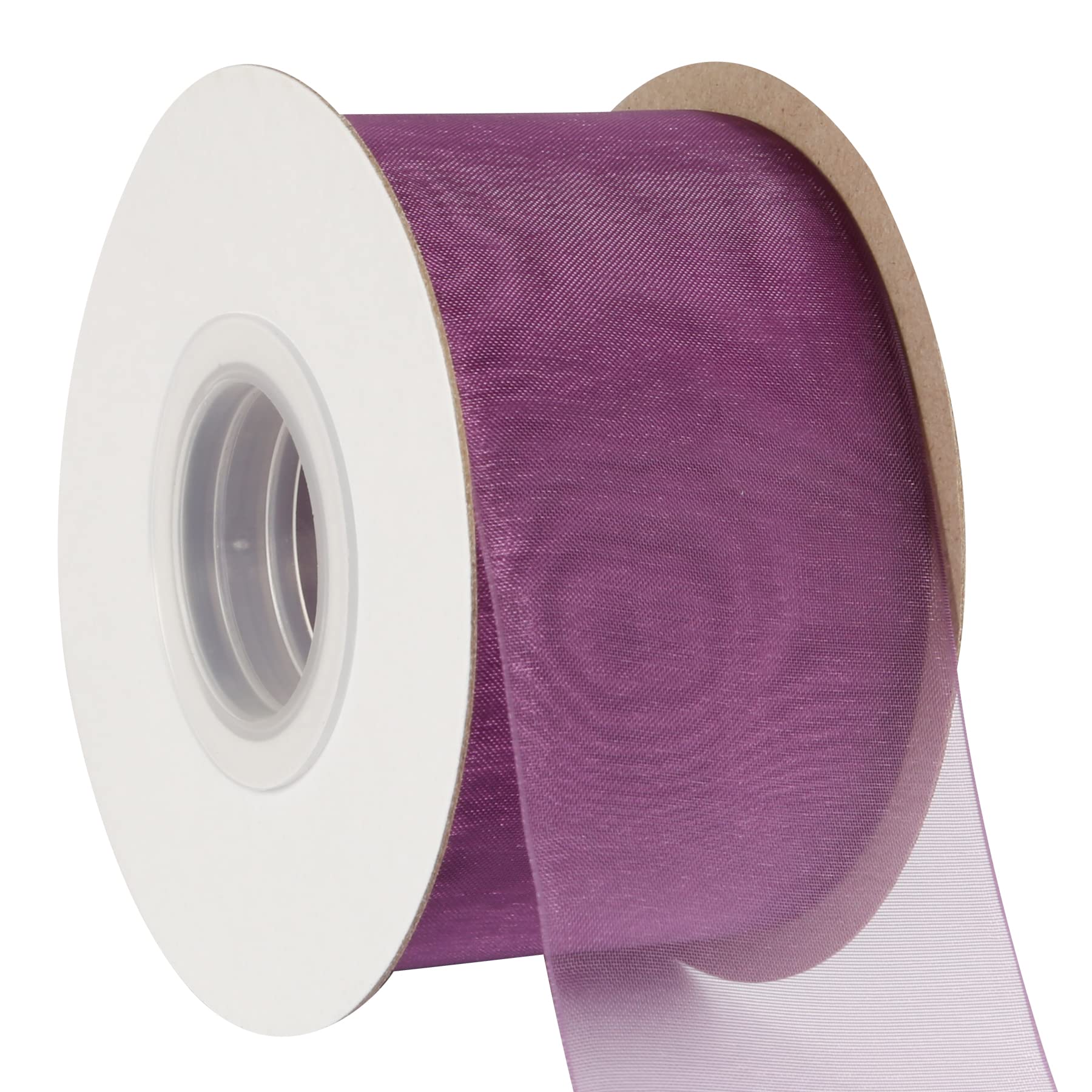 AVANAVA 50mm Wide Sheer Organza Ribbon Multi-Colors for Gift Wrapping Bouquet Wedding Decoration Floral Arrangement - 45 Meters (Plum)