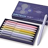 WRITECH 0.5mm Gel Pens, 8ct - Silent Retractable Pens for Journaling, Drawing, and Writing - No Smear, Smudge, or Bleed