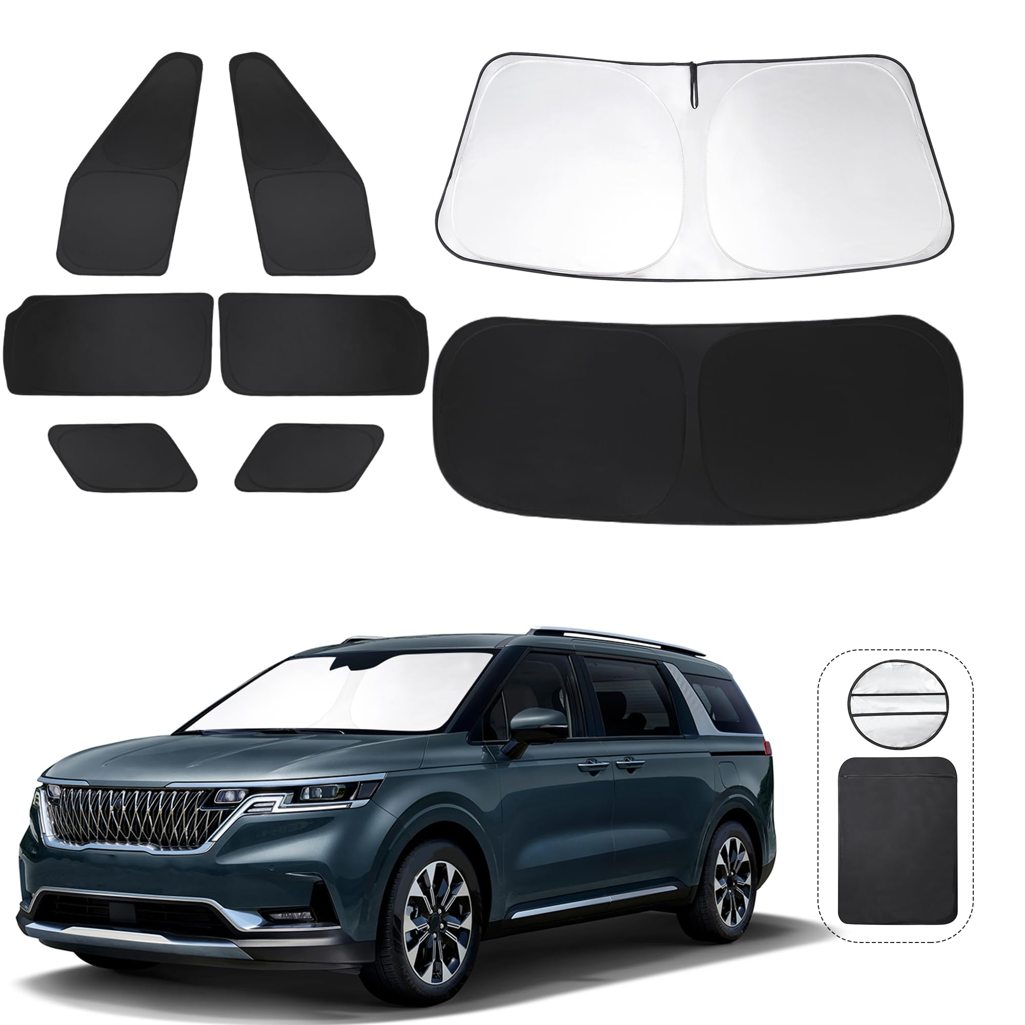 Photo 1 of TINGLU Window Shades for Kia Carnival 2022 2023 2024 2025 Accessories Car Side Full Windows Rear Triangular Windshield Sun Shade Sun UV Rays & Privacy Protection for Camping,Napping,and Relaxing 8PCS